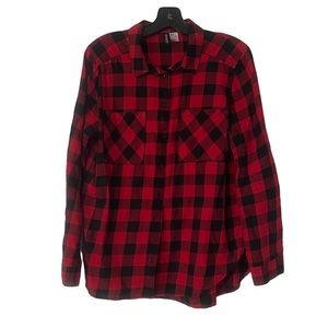 Red/black checkered long sleeve button up size 8